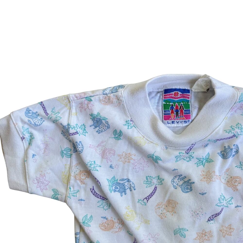 Vtg 1980s Levi’s Zoo Animals Tshirt Size 2/3T